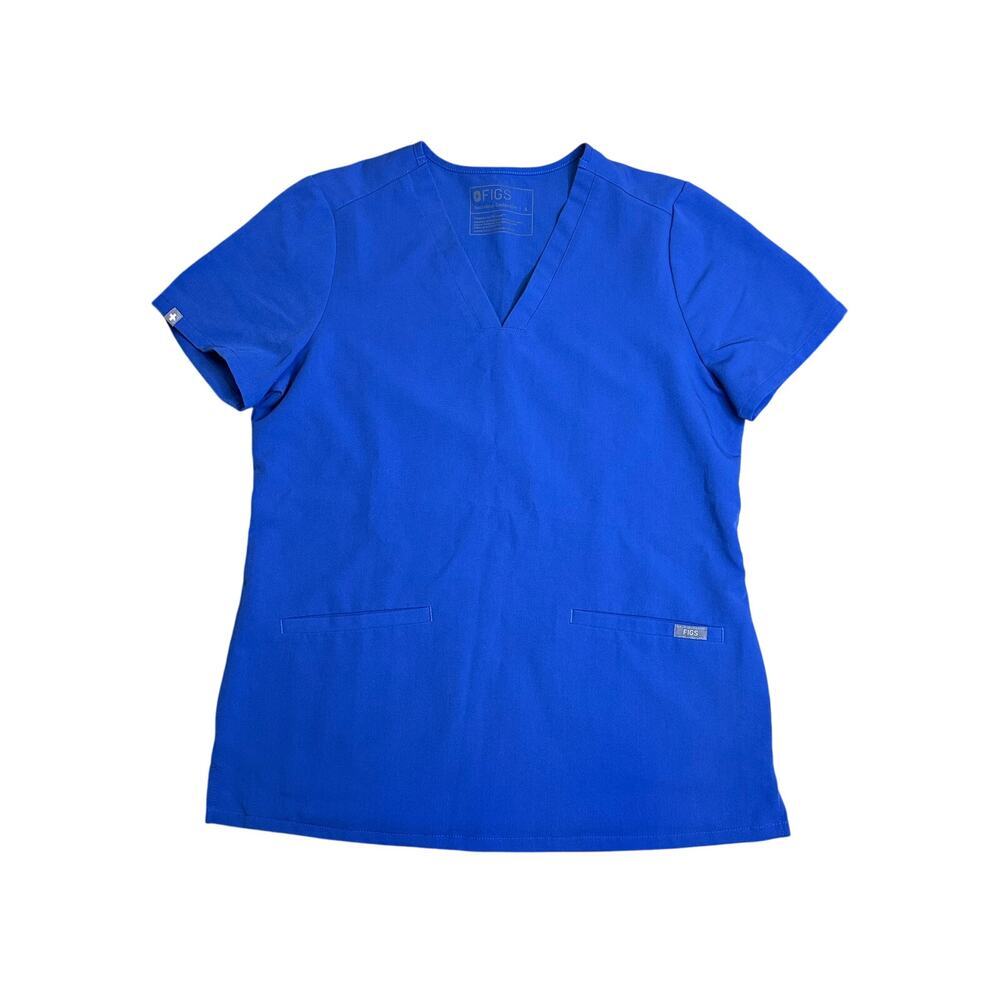 Figs Casma Three-Pocket‎ Scrub Top DENIM Small